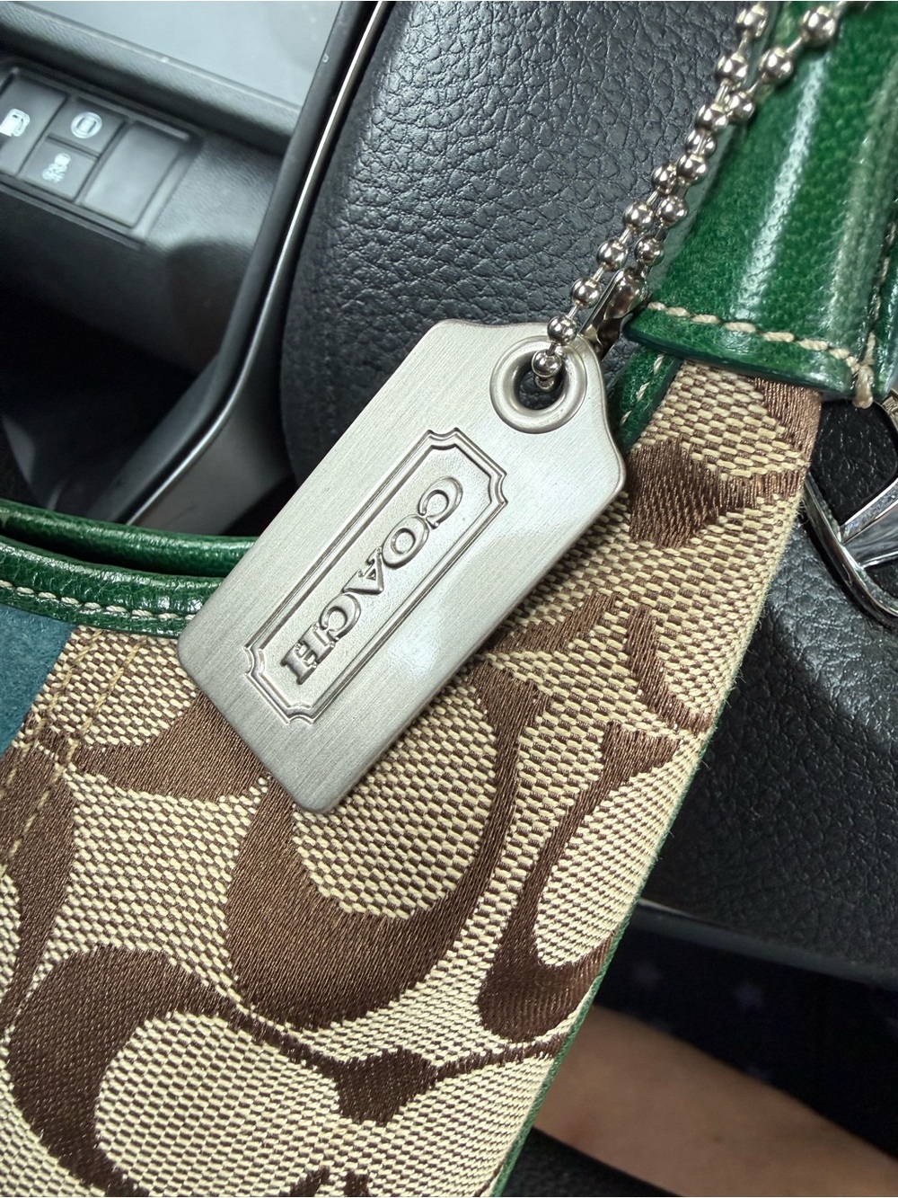 Coach Green, Tan & Blue Signature Canvas Shoulder Bag - Picture 5 of 7